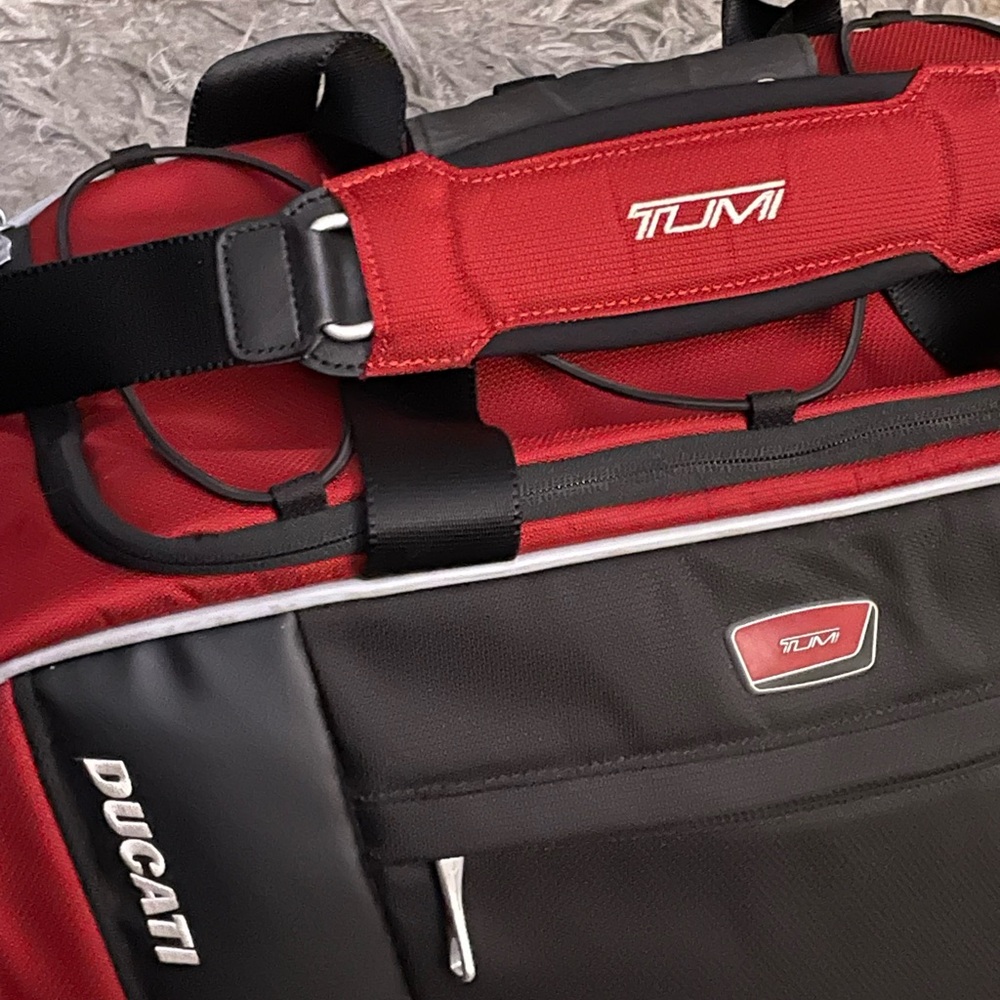 Tumi Ducati Black and Red Duffel Bag and carry on suit case.RARE HARD TO FIND - Picture 10 of 16
